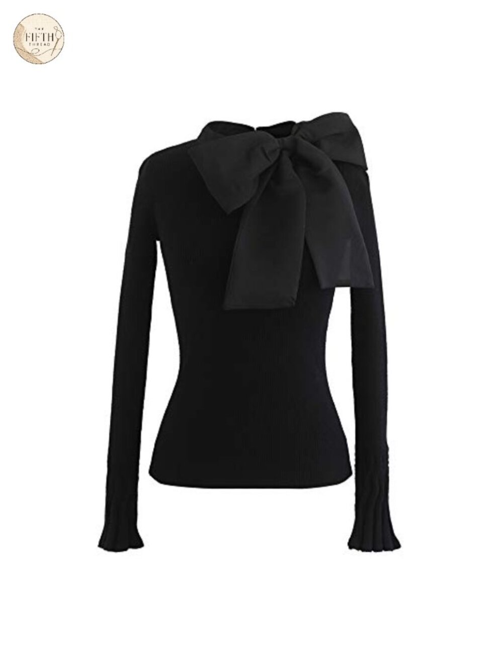Women Bow Tied Long Sleeve Knit Top Mock Neck Slim Fit Elegant Wrap Pullover